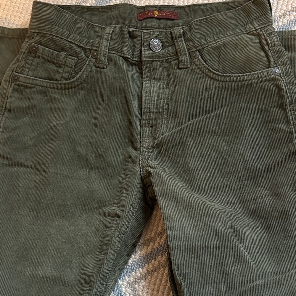 EUC 7 For All Mankind Kids Green Corduroy Pants Sz 8